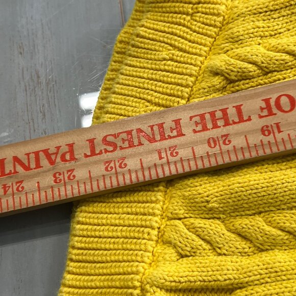 Talbots Sweater Size Petite Small Yellow Cable Knit Pullover Chunky Warm - Picture 8 of 8